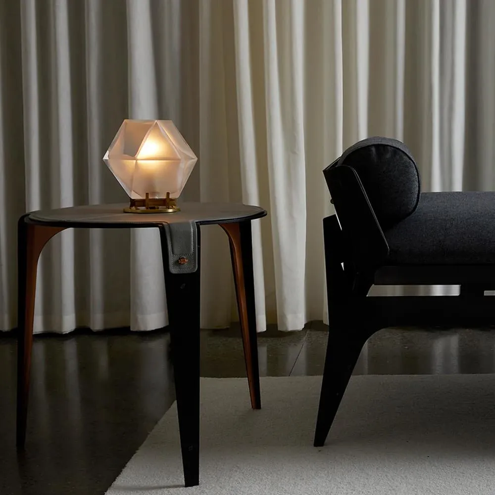 Desk Lamp with Double-Blown Glass - White, Brass