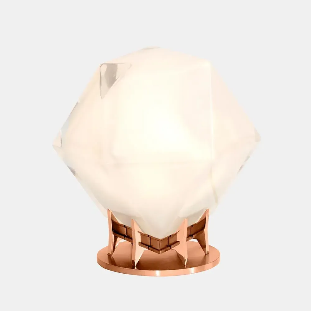 Desk Lamp with Double-Blown Glass - White, Copper