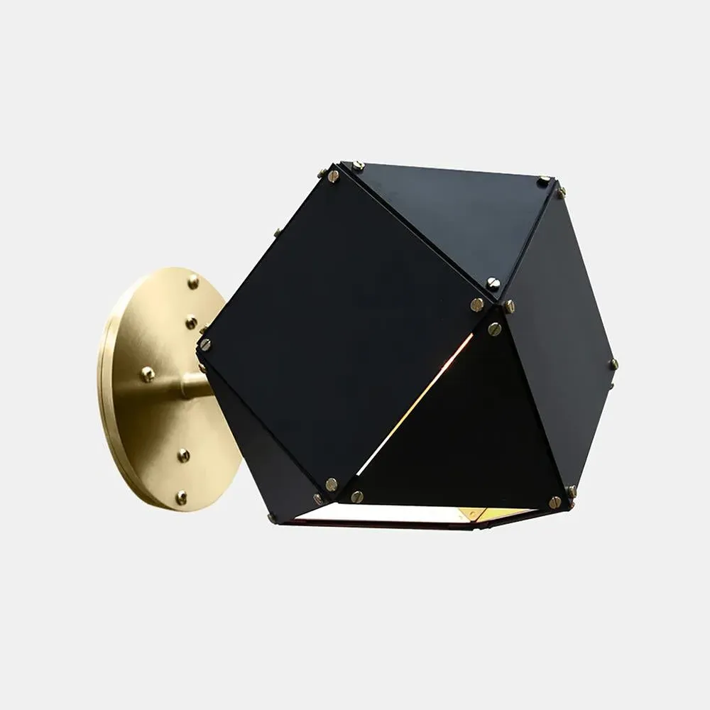 Double Wall Sconce - Black, Satin Brass