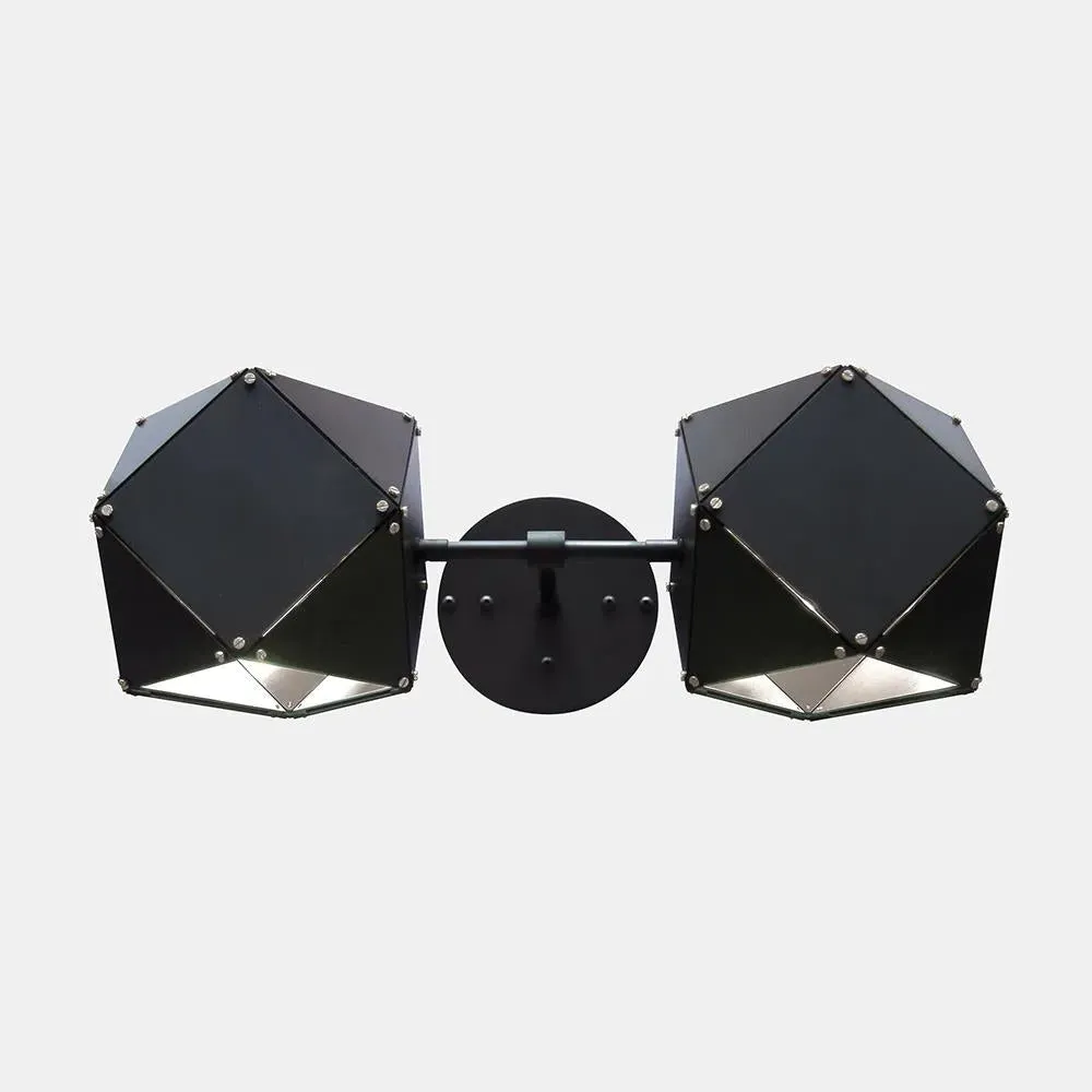 Double Wall Sconce - Black, Satin Brass