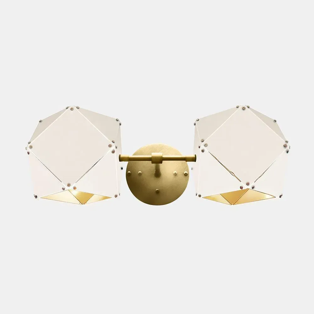 Double Wall Sconce - White, Satin Copper