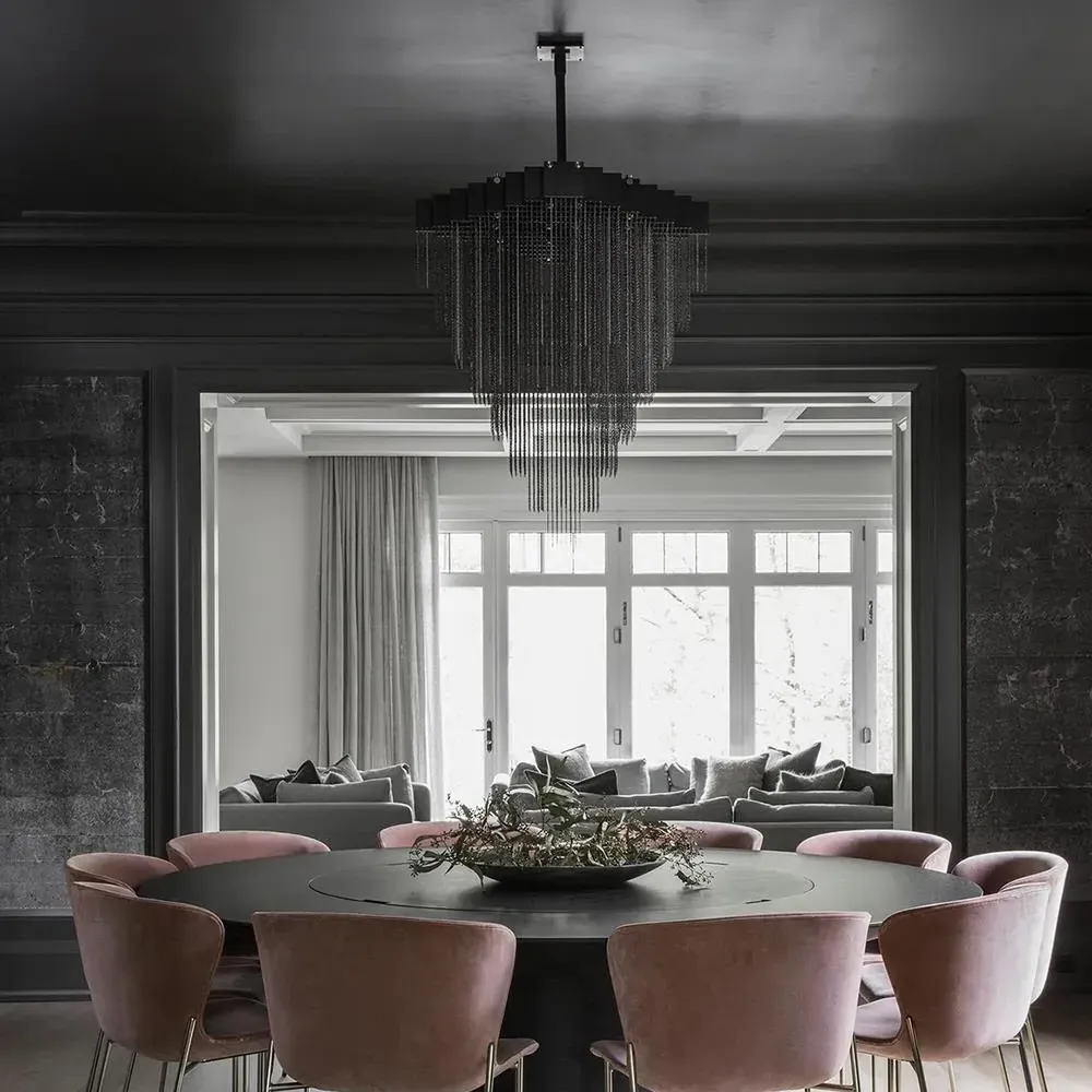 Large Chandelier with Chain Detail - Brass