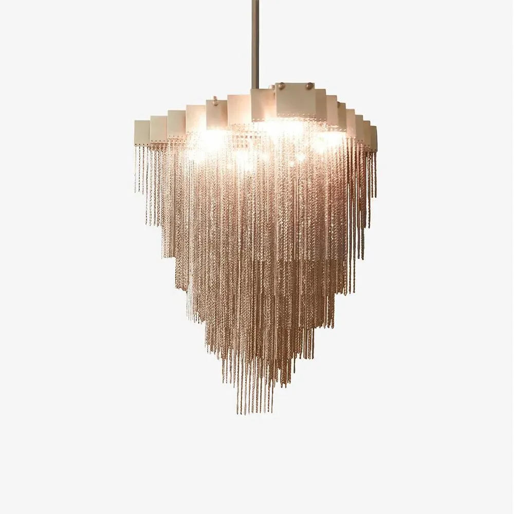Large Chandelier with Chain Detail - Brass, Steel