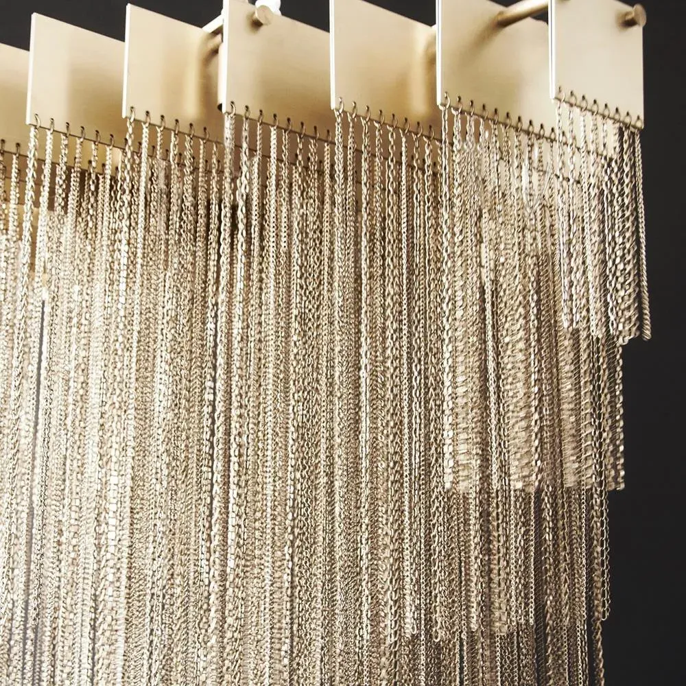 Large Chandelier with Chain Detail - Satin Brass
