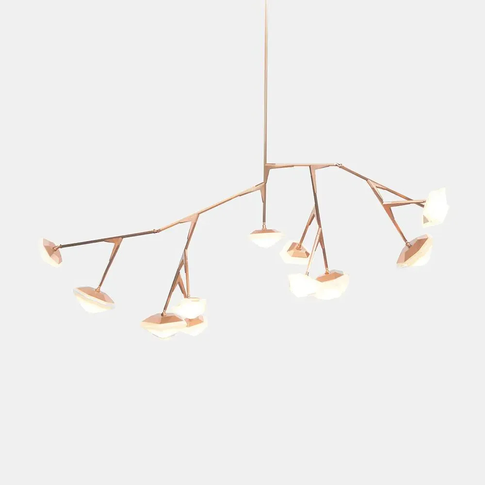 Large Chandelier with Glass Shades - Brass