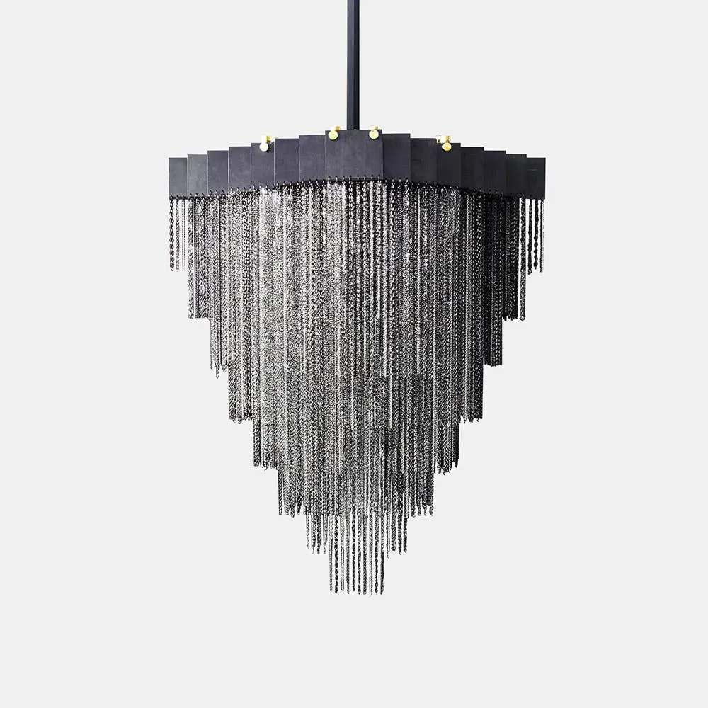 Small Chandelier with Chain Detail - Brass