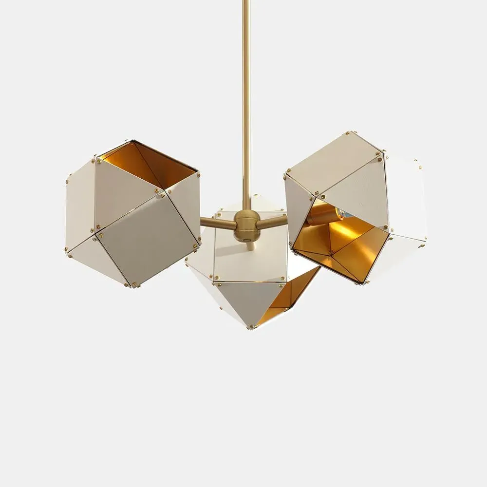 Welles 3-Spoke Pendant Light - White, Satin Brass