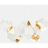 Welles Central Chandelier - White, Satin Brass