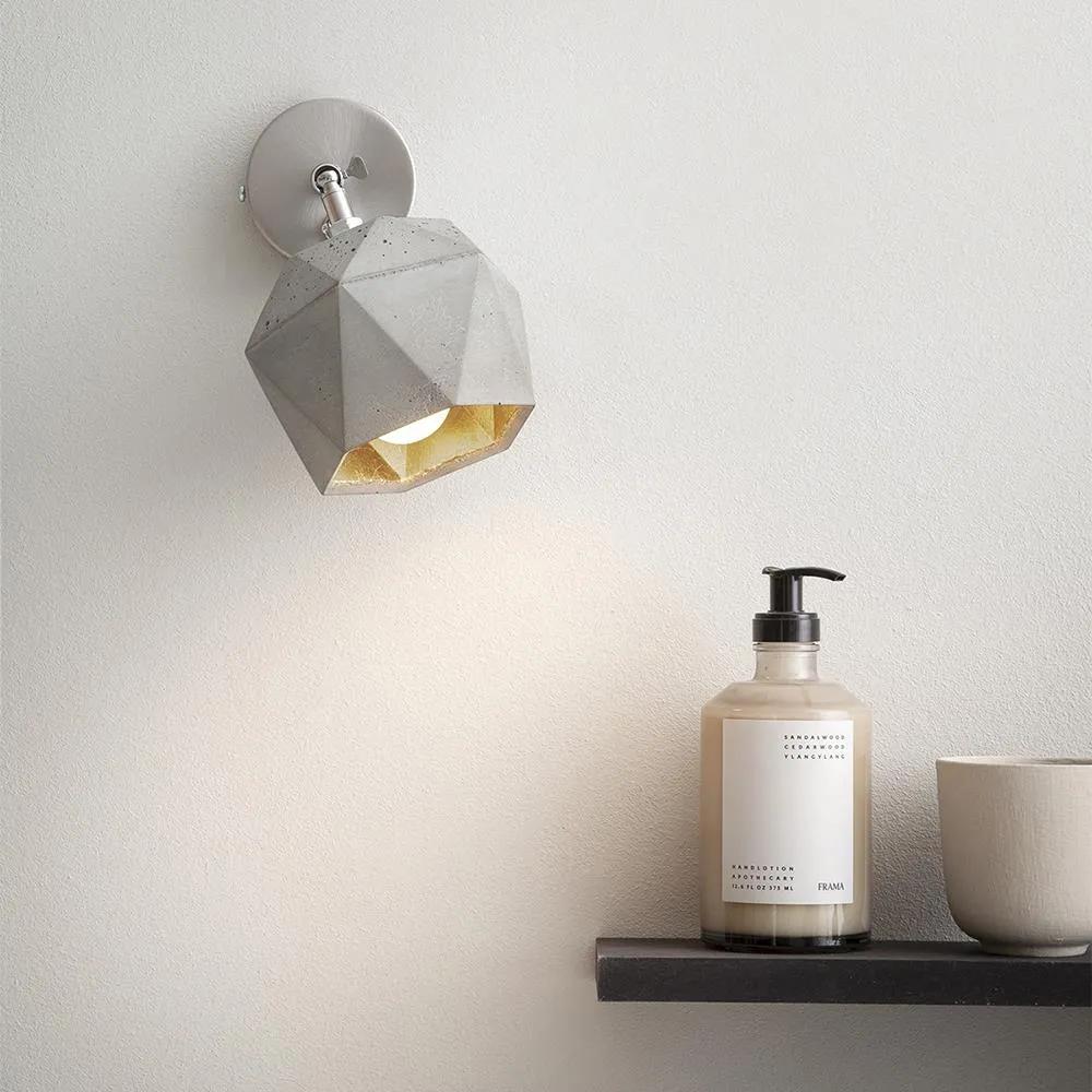 Bud Wall Light with Gold Interior - Light Grey