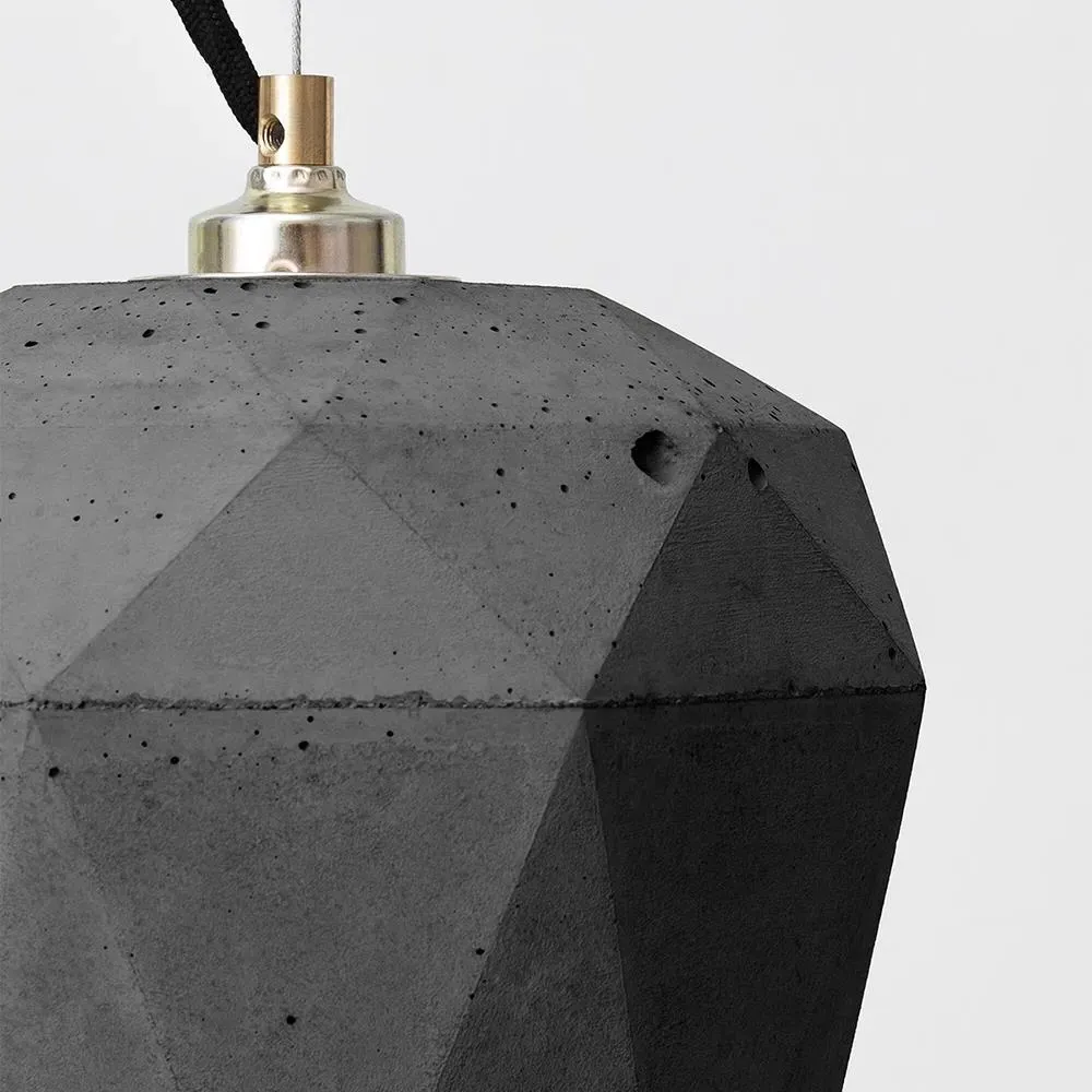 Concrete Bud Large Pendant Light - Dark Grey, Copper Interior