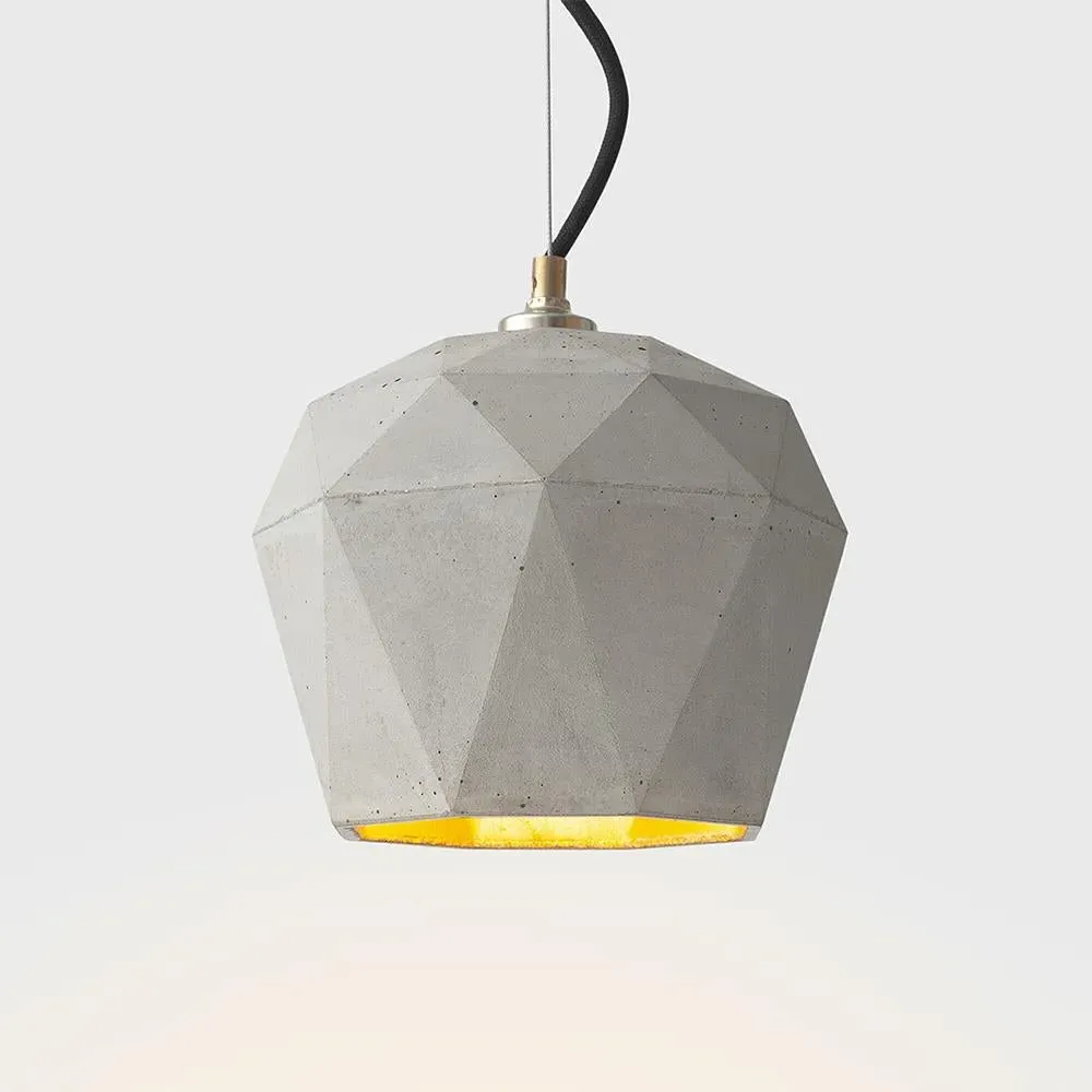 Concrete Bud Large Pendant Light - Dark Grey, Silver Interior