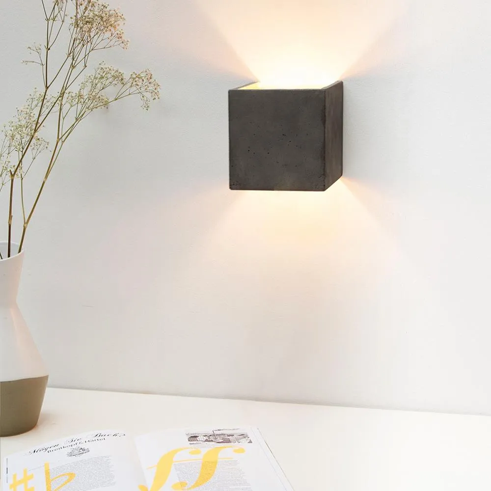 Cubic Wall Light Up Down - Dark Grey, Concrete
