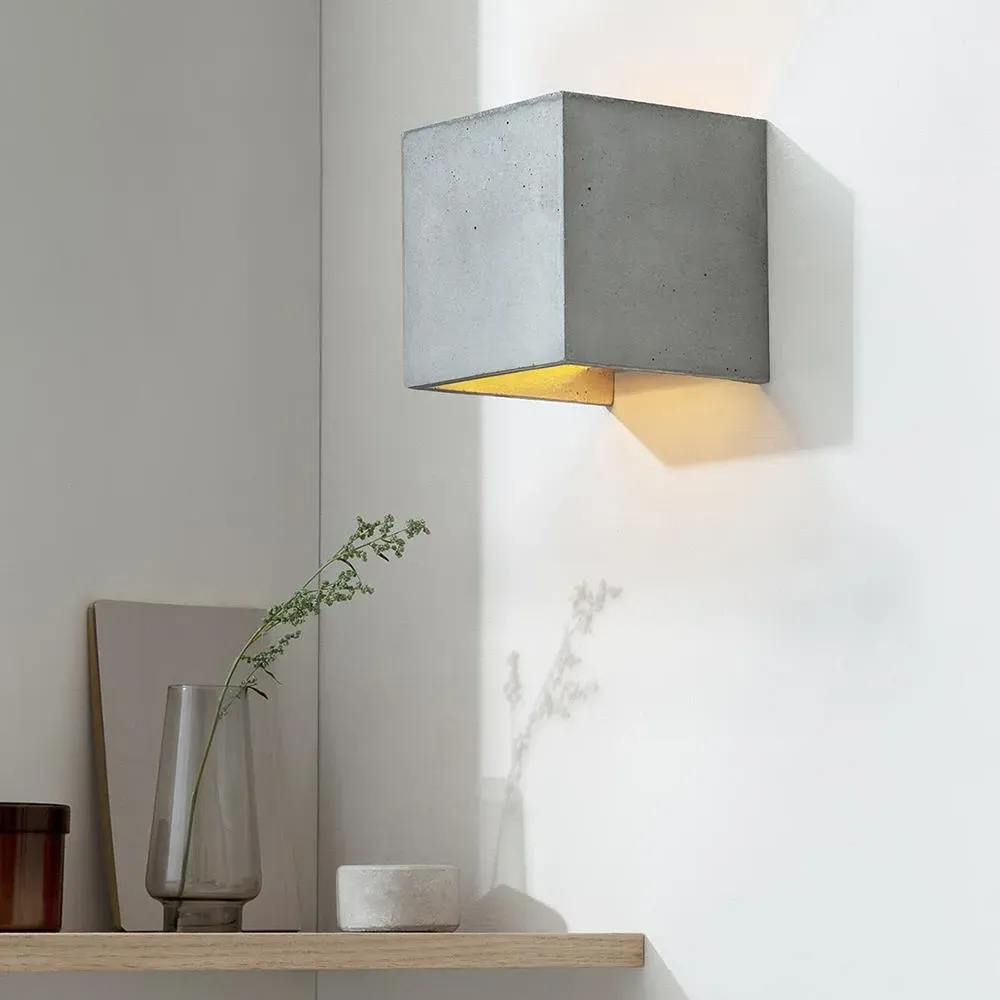 Cubic Wall Light Up Down - Dark Grey, Concrete