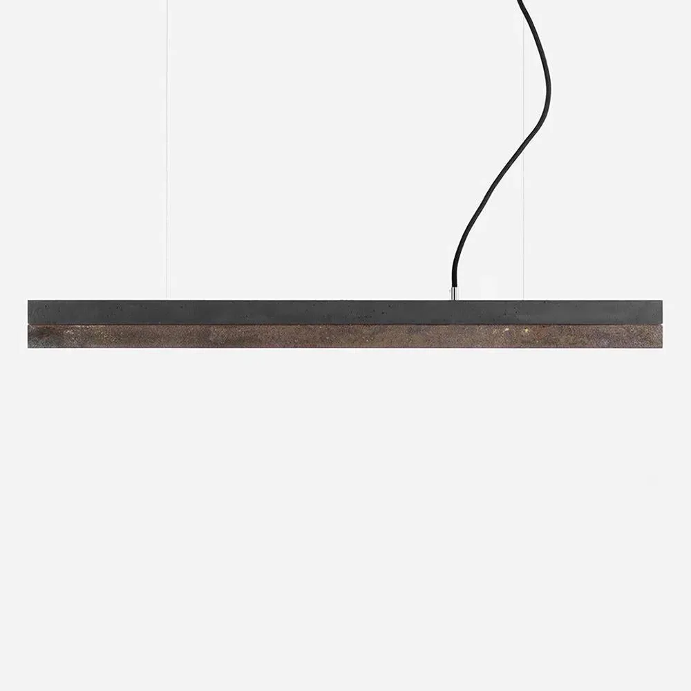 Large Linear Pendant Light - Dark Grey, Concrete image