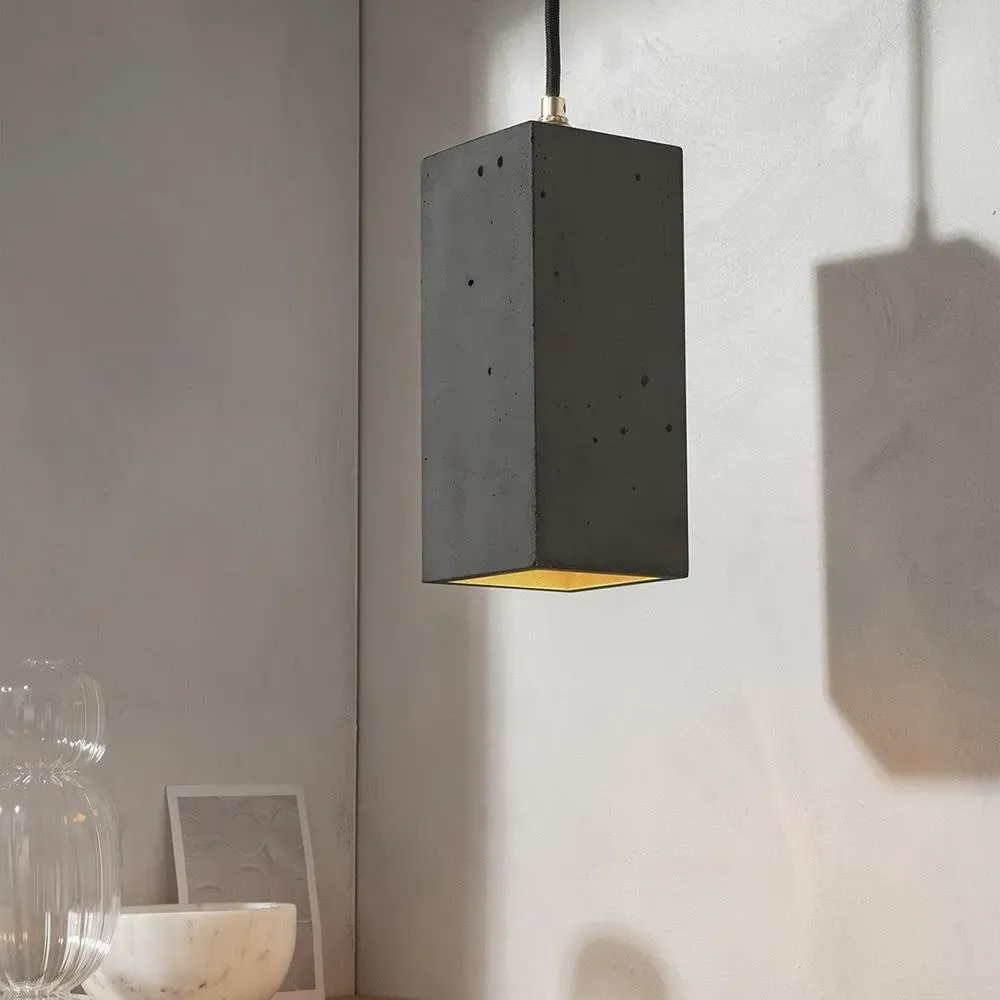 Rectangular Pendant Light - Dark Grey, Concrete