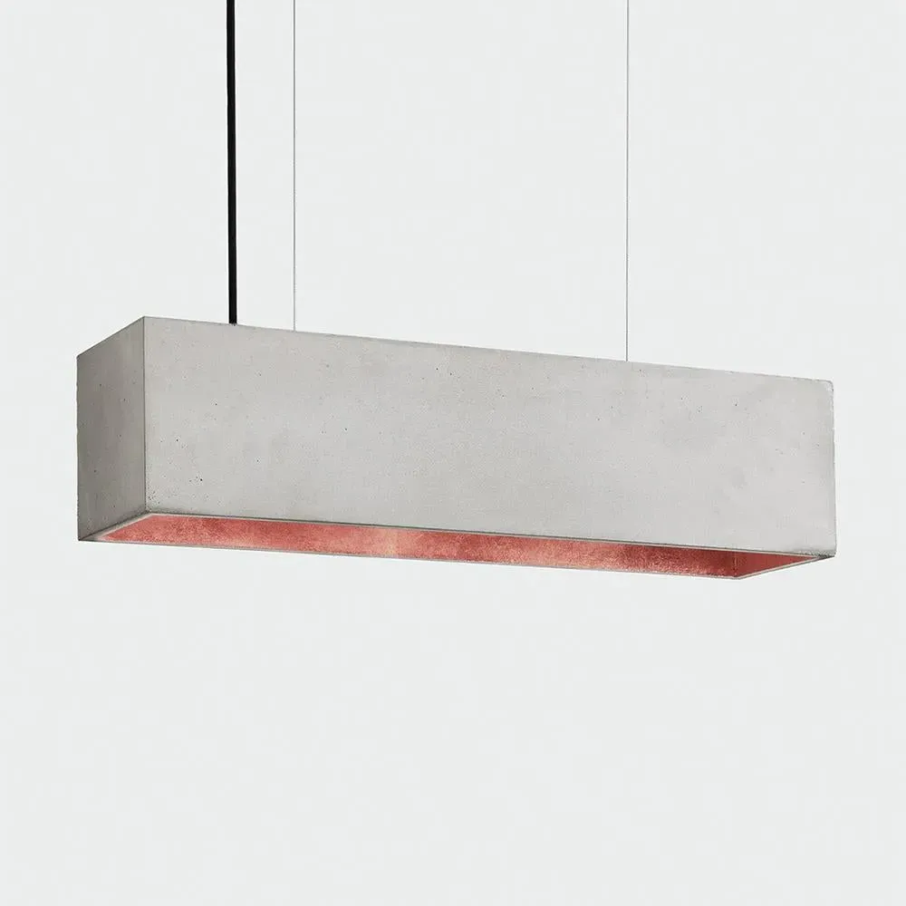 Rectangular Pendant Light - Grey, Concrete/Copper image
