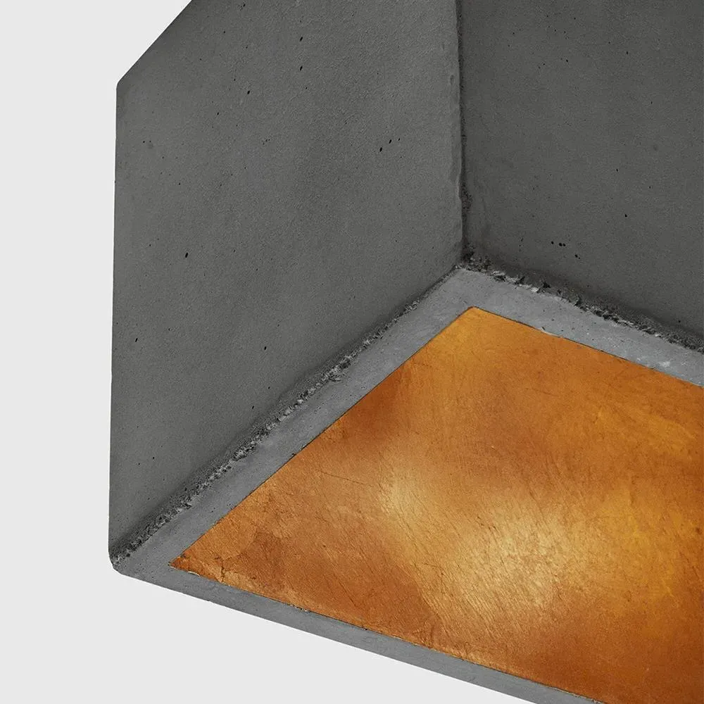 Rectangular Pendant Light - Grey, Concrete/Gold