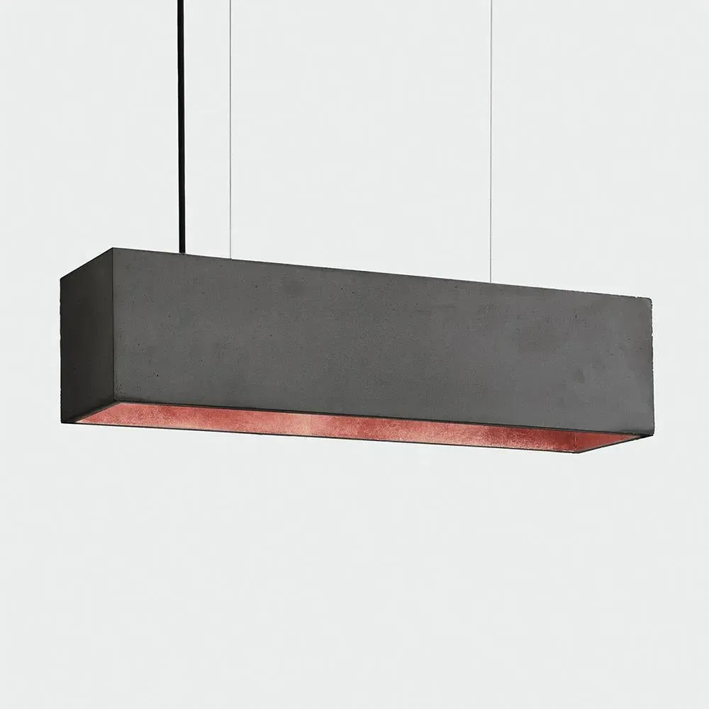 Rectangular Pendant Light - Grey, Concrete/Gold
