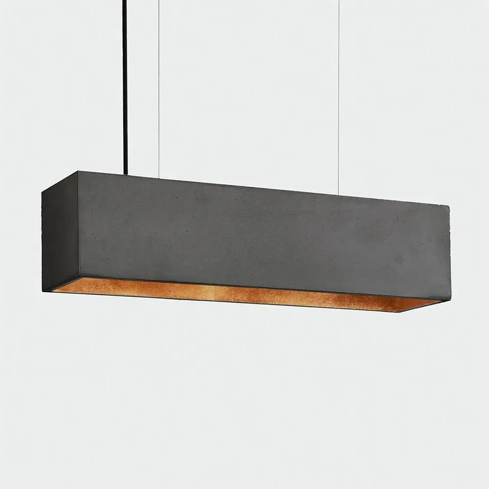 Rectangular Pendant Light - Grey, Concrete/Gold