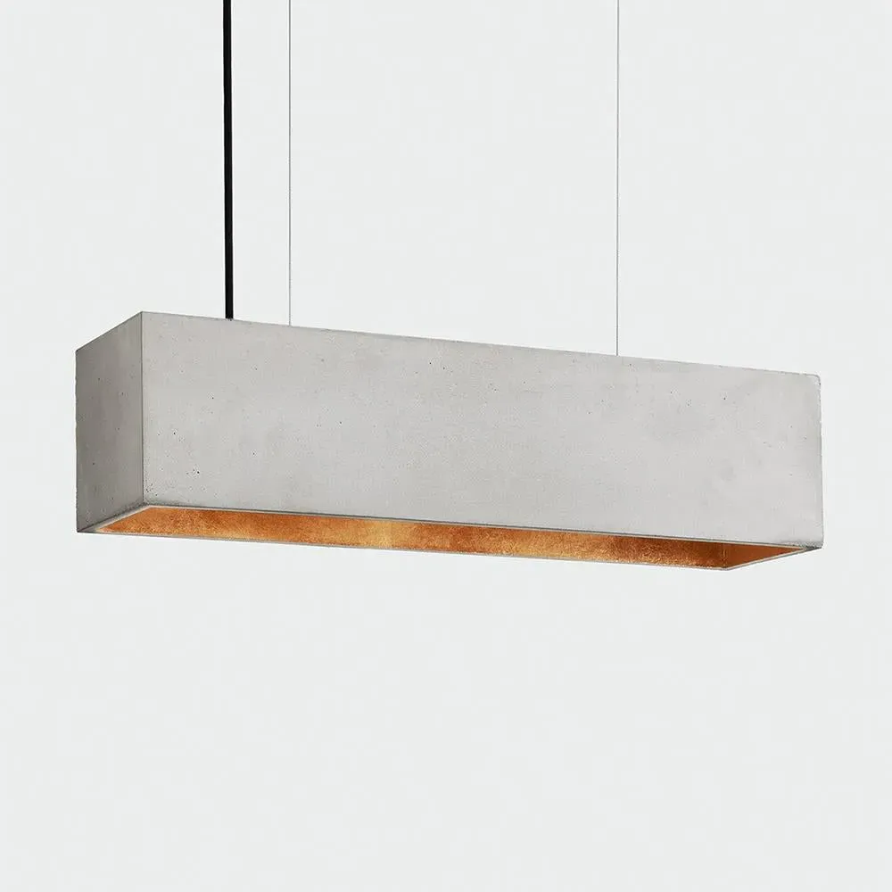 Rectangular Pendant Light - Grey, Concrete/Silver