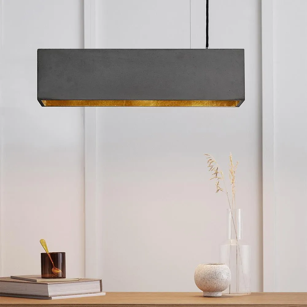 Rectangular Pendant Light - Grey, Concrete/Silver