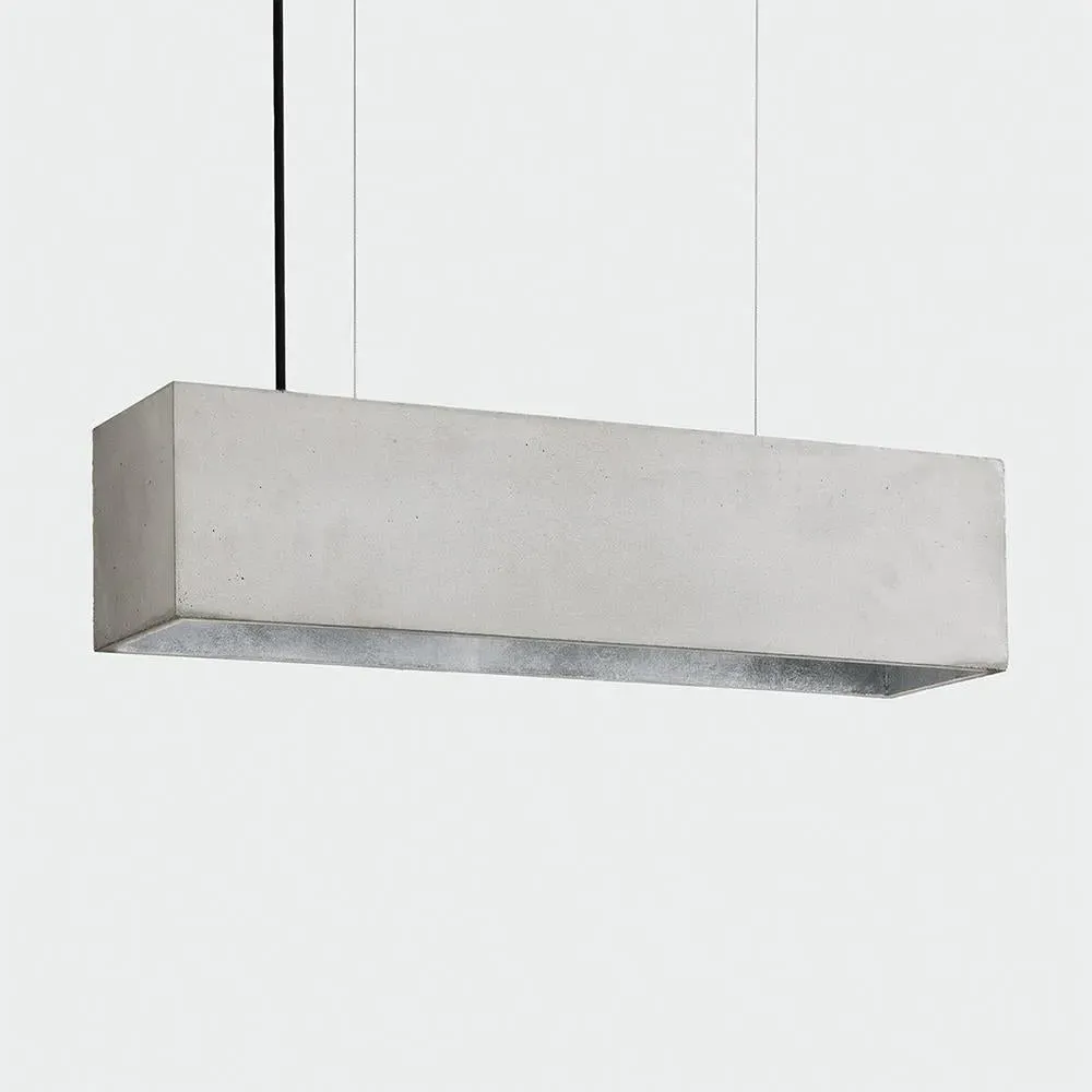Rectangular Pendant Light - Grey, Concrete/Silver