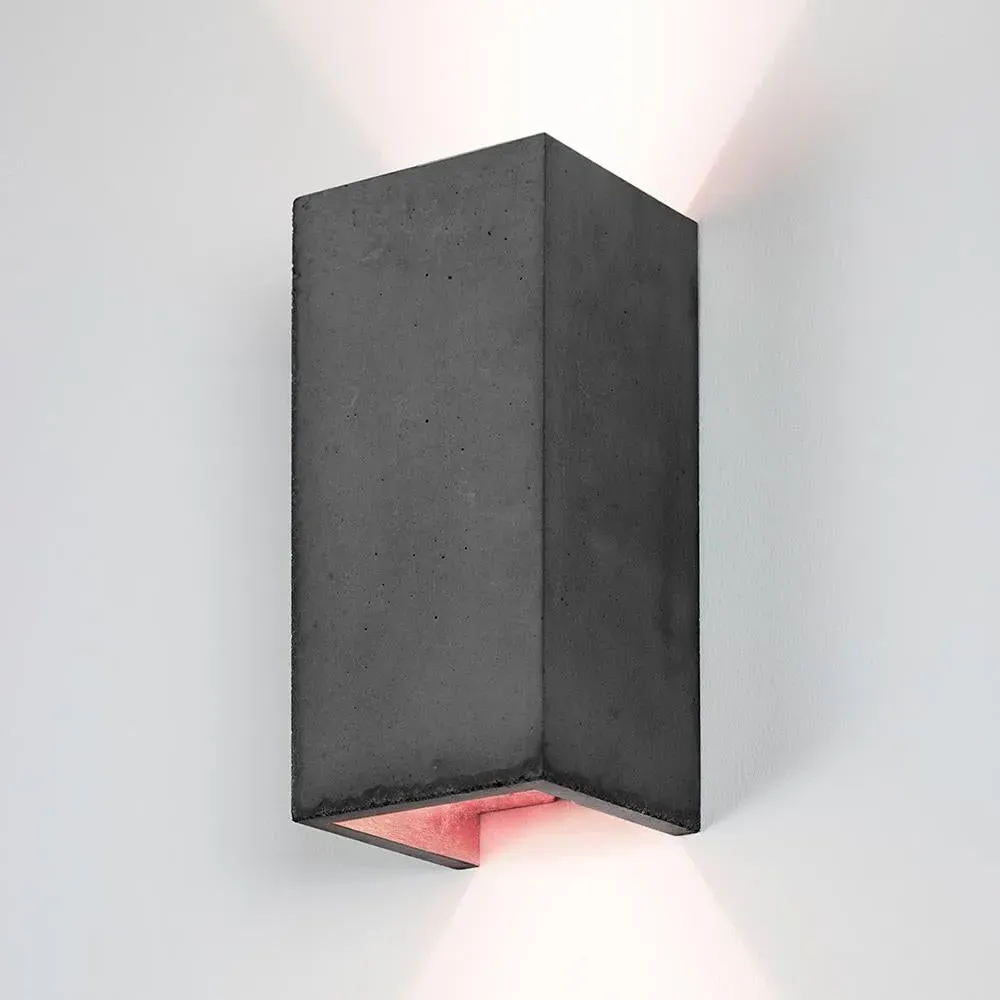 Rectangular Up/Down Wall Light - Dark Grey, Concrete