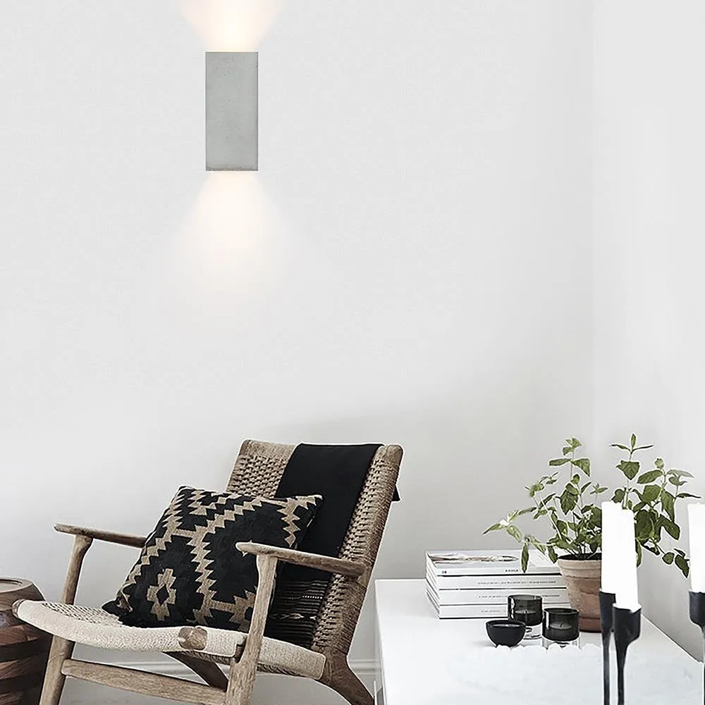 Rectangular Up/Down Wall Light - Dark Grey, Concrete