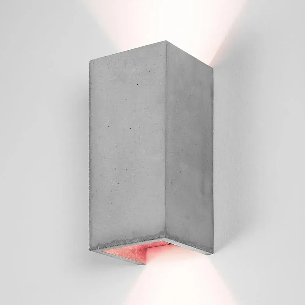 Rectangular Up/Down Wall Light - Light Grey, Concrete