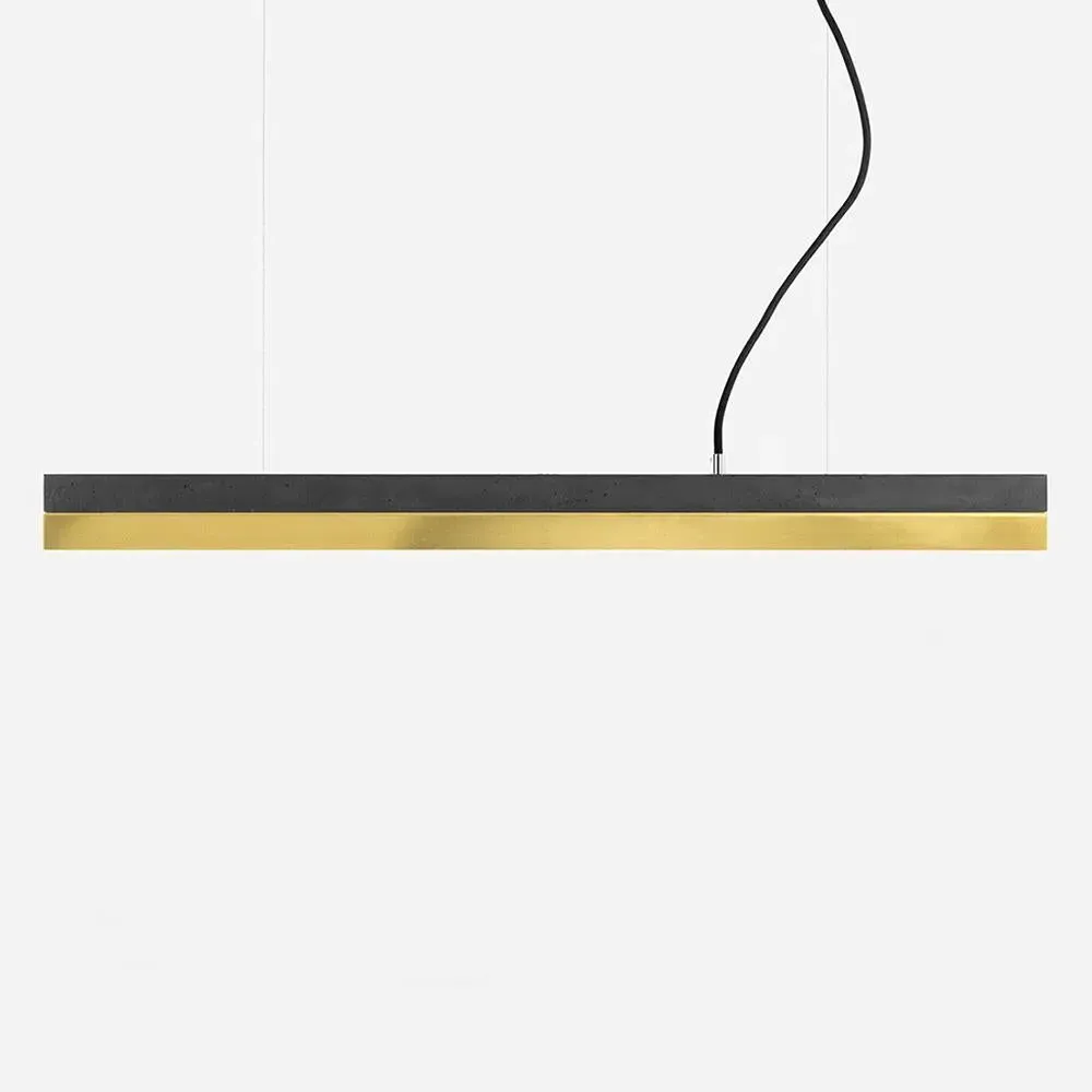 Small Linear Pendant Light - Dark Concrete, Brass image
