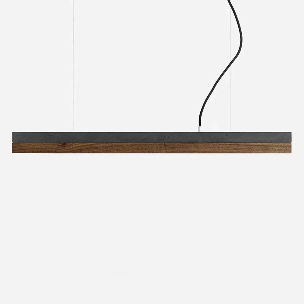Small Linear Pendant Light - Dark Grey, Concrete