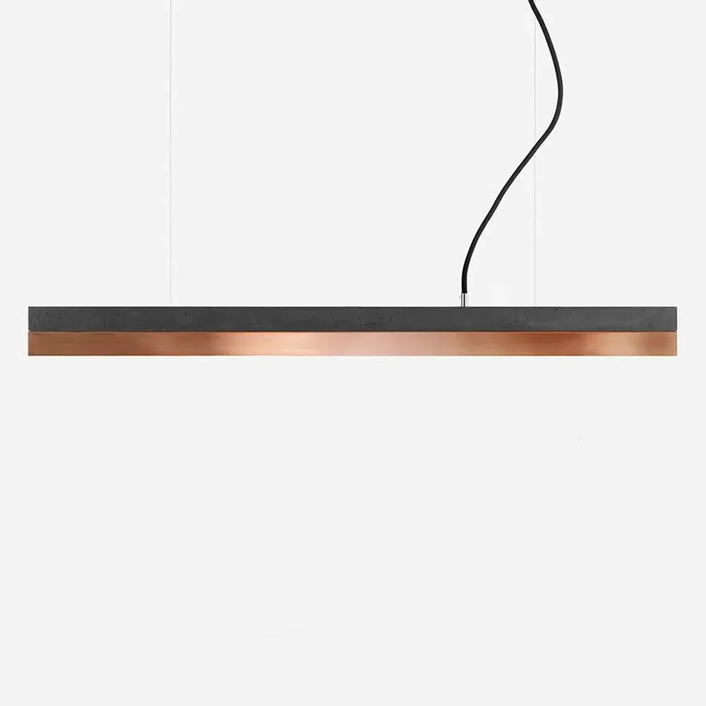 Small Linear Pendant Light - Dark Grey, Concrete