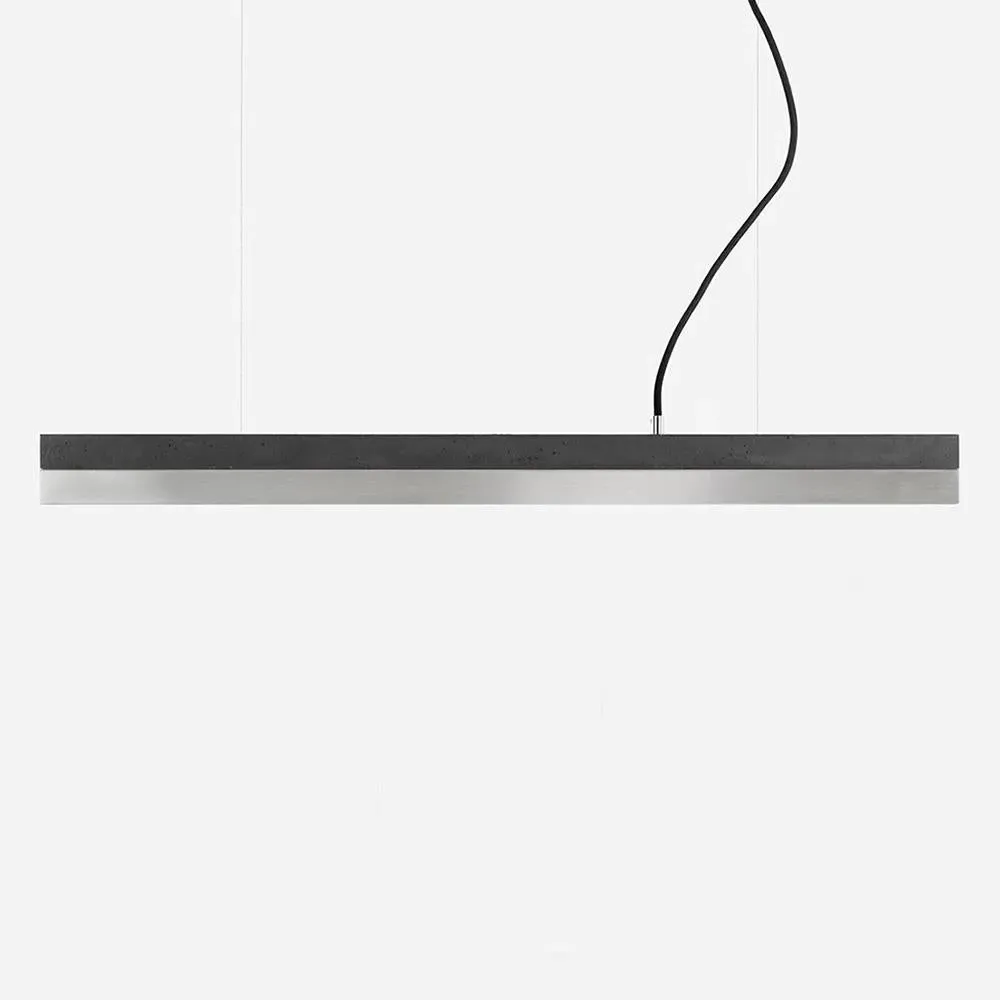Small Linear Pendant Light - Dark Grey, Concrete image
