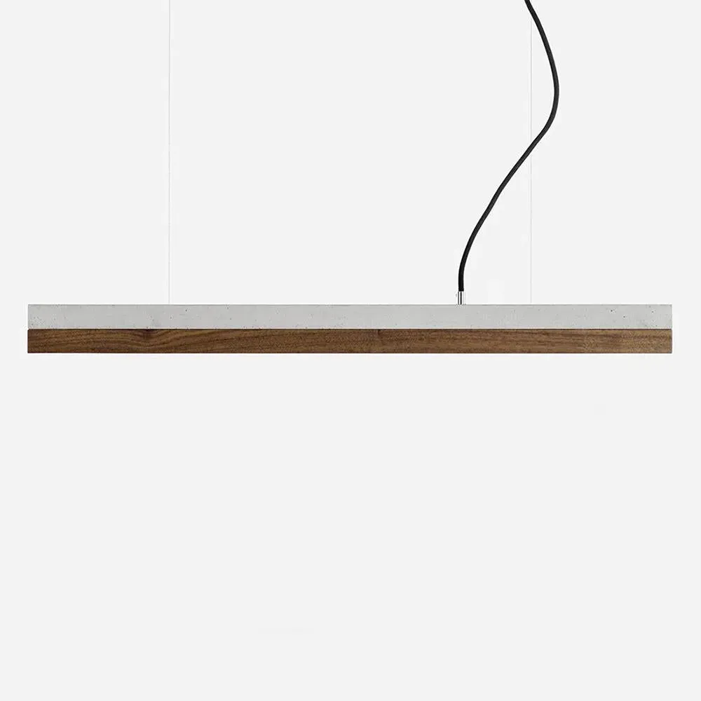 Small Linear Pendant Light - Light Grey, Concrete image