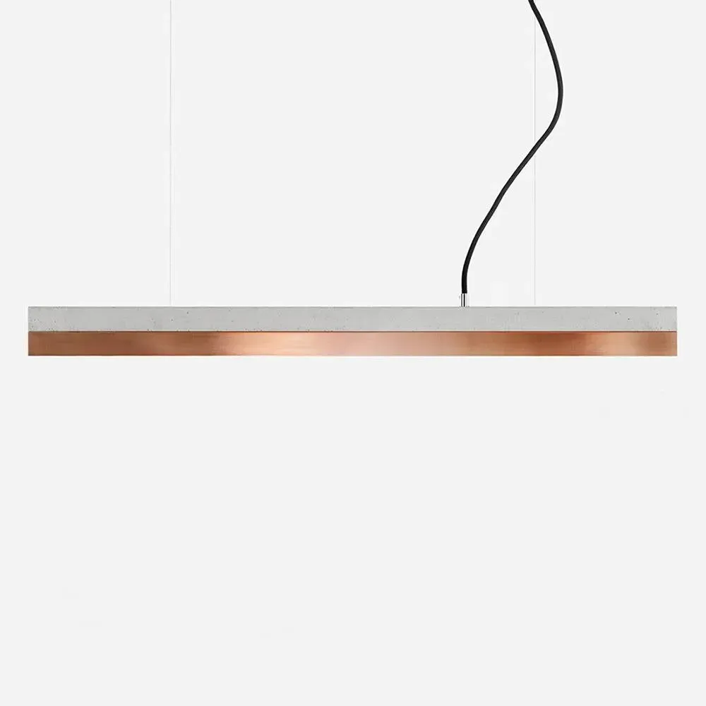 Small Linear Pendant Light - Light Grey, Concrete