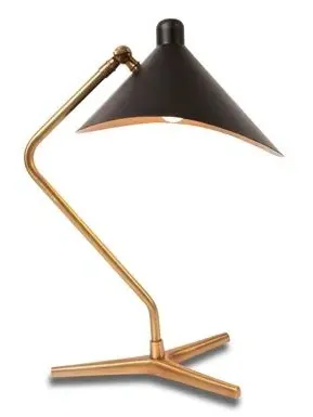 Dino Table Lamp with Adjustable Shade - White, Brass