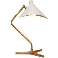Dino Table Lamp with Adjustable Shade - White, Brass