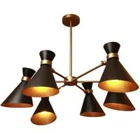 Peggy 6 Arm Chandelier with Adjustable Shades - Black