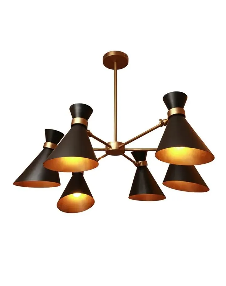 Peggy 6 Arm Chandelier with Adjustable Shades - Black image