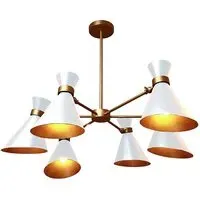 Peggy 6 Arm Chandelier with Adjustable Shades - White