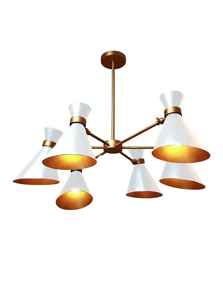 Peggy 6 Arm Chandelier with Adjustable Shades - White