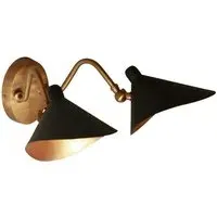 Twin Wall Light with Adjustable Shades - Black