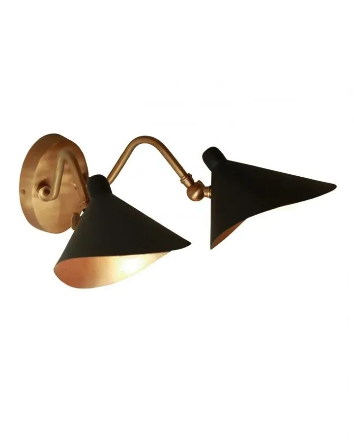 Twin Wall Light with Adjustable Shades - Black image