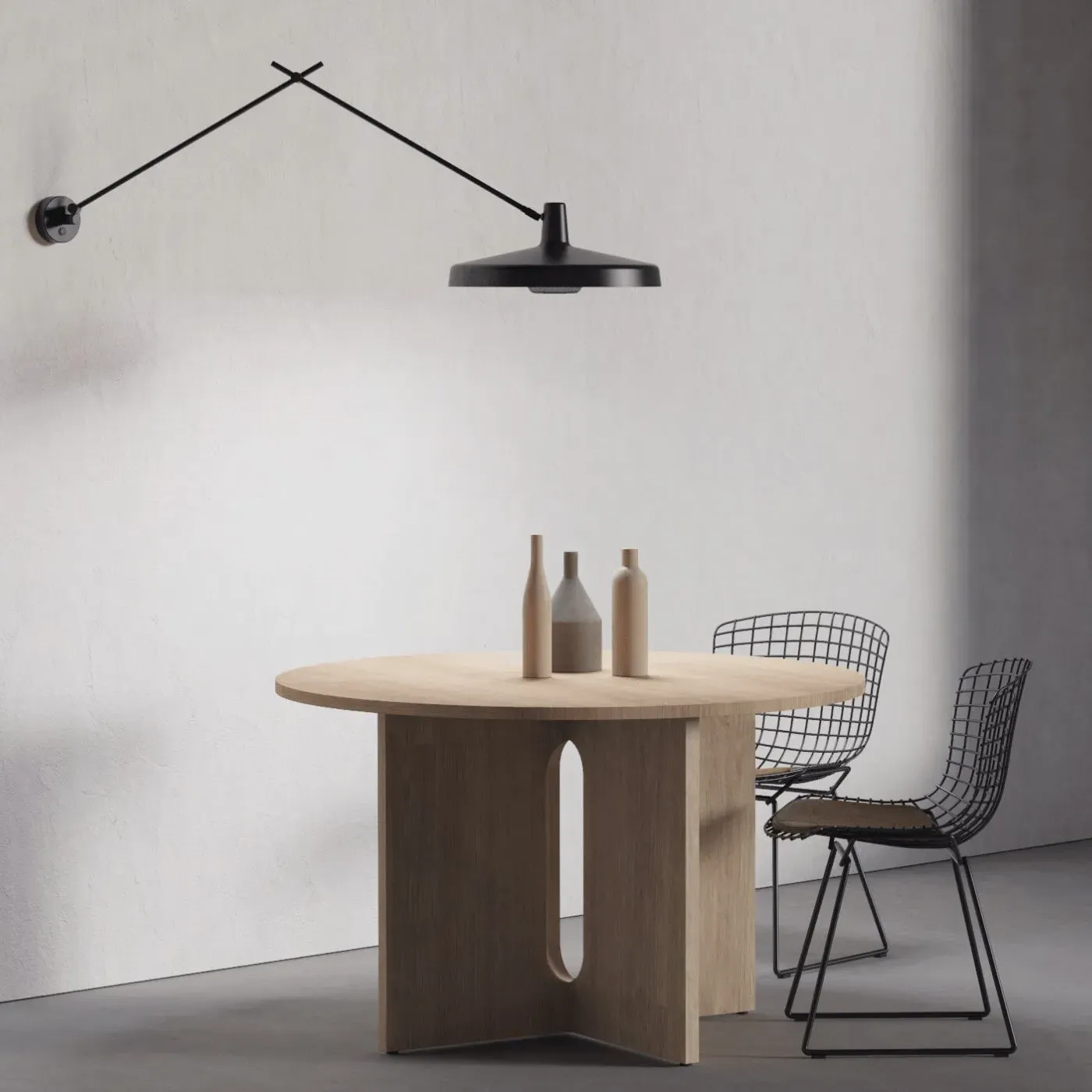 Adjustable Wall Lamp with Arm - White, Metal