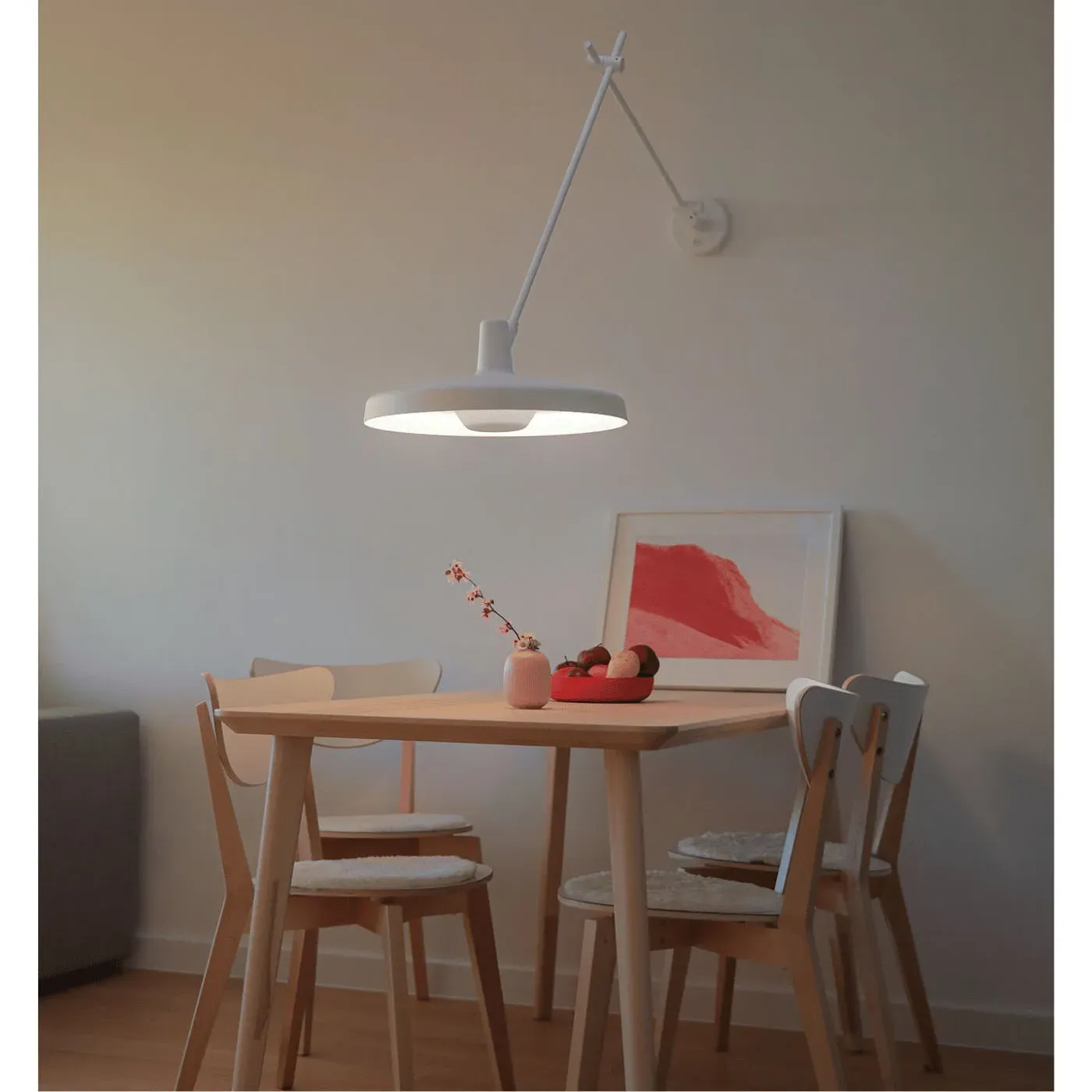 Adjustable Wall Lamp with Arm - White, Metal