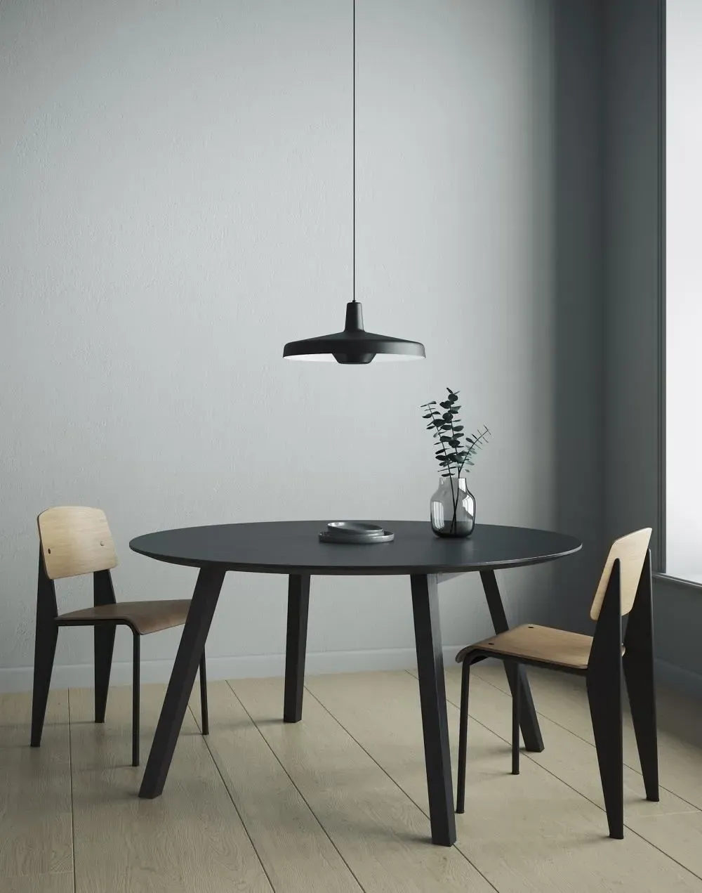 Small Pendant Light with Adjustable Arm - White