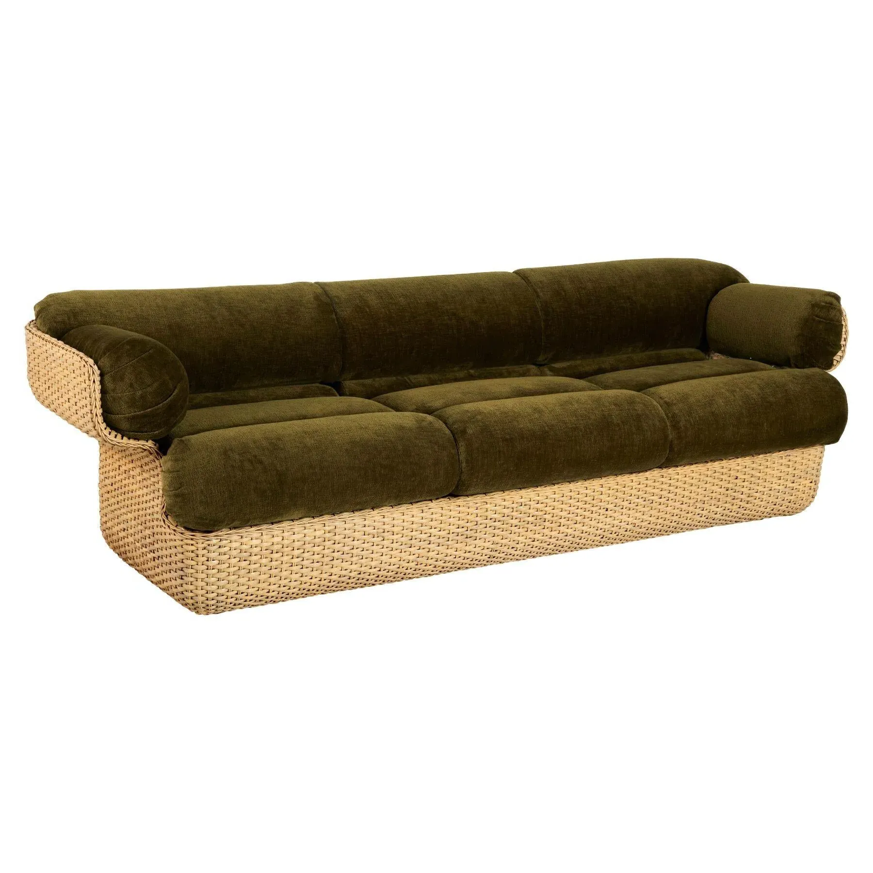3-Seater Basket Sofa - Upholstered, Foam