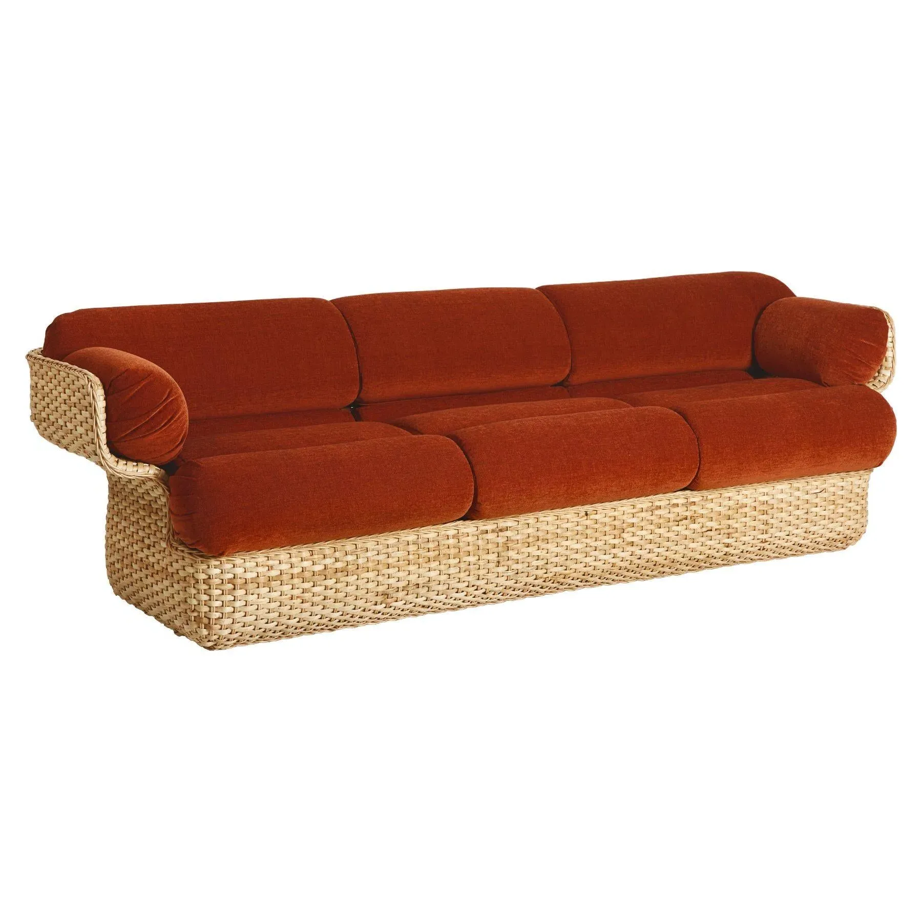 3-Seater Sofa - Upholstered, Curved Shell