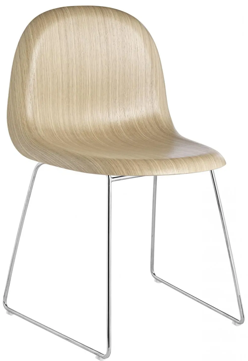 3D Dining Chair Sledge Base - White, Chrome