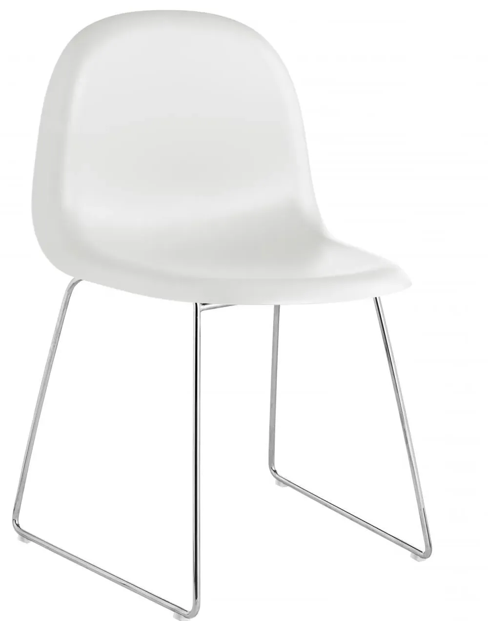 3D Dining Chair Sledge Base - White, Chrome image